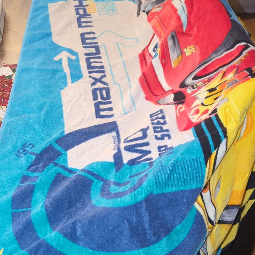 Kids Swim Towel with Car Design - Blue and Red